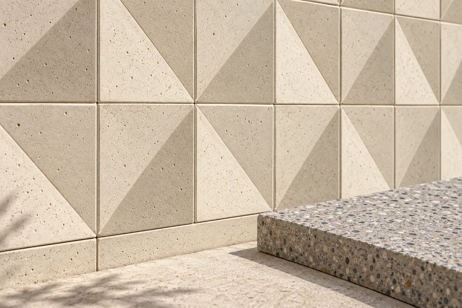 AI concept of textured concrete tiles and an aggregate surface